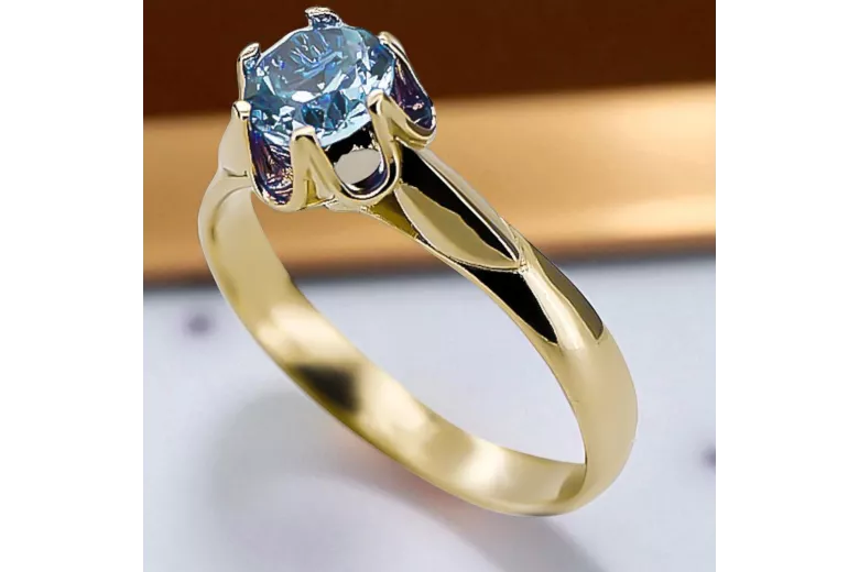 Кольцо Аквамарин 14-кв Желтое золото Винтаж vrc122y